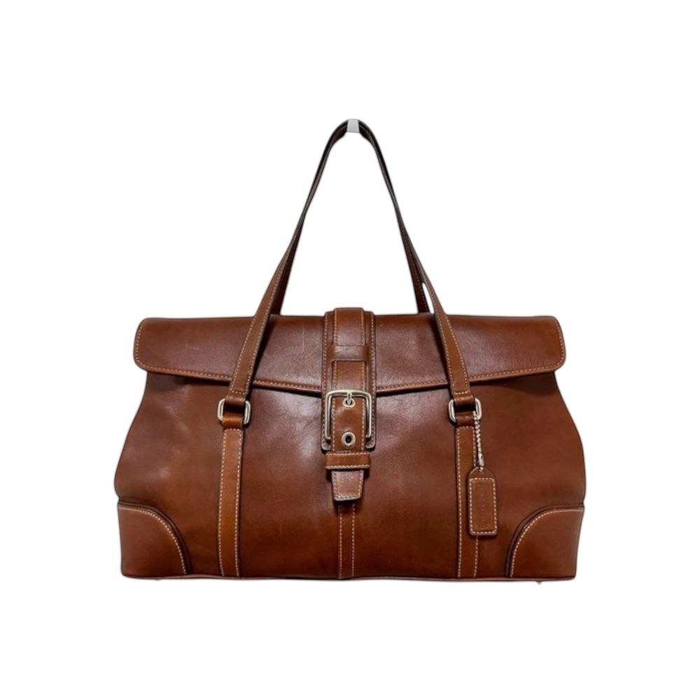 Vintage Coach Hamptons Flap Satchel Brown Glovetanned Leather Bag 9268
